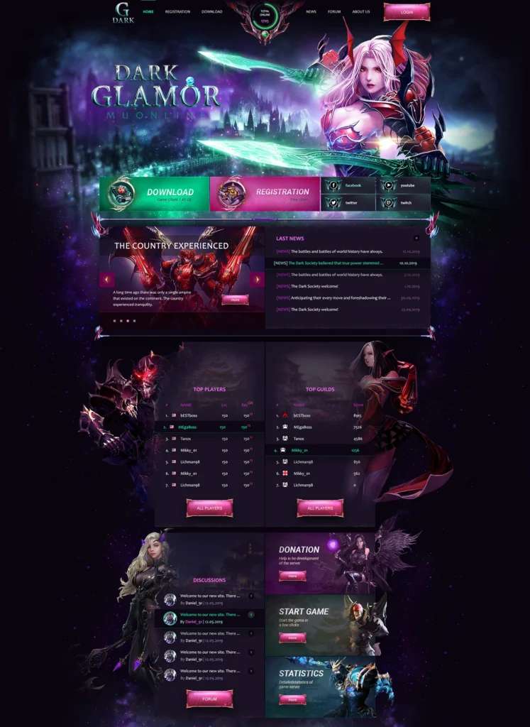 Dark Glamour Mu Online Template HTML