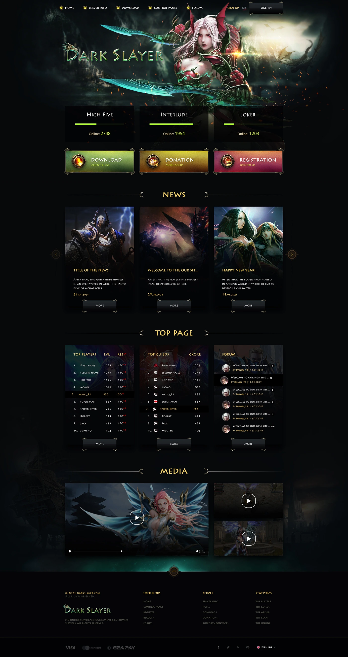 darkslayer mu online template html image 1