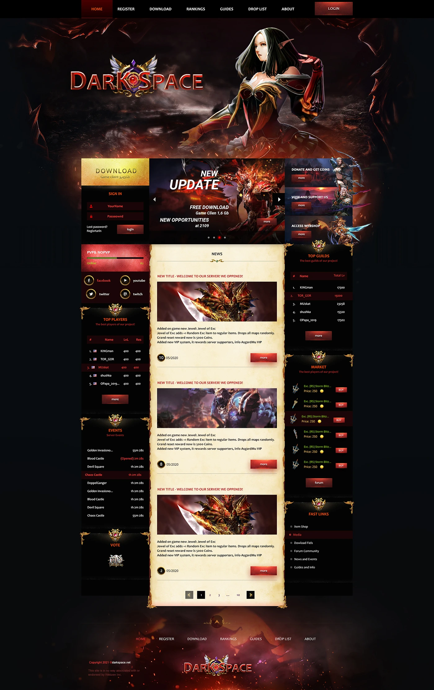 darkspace mu online template html image 1