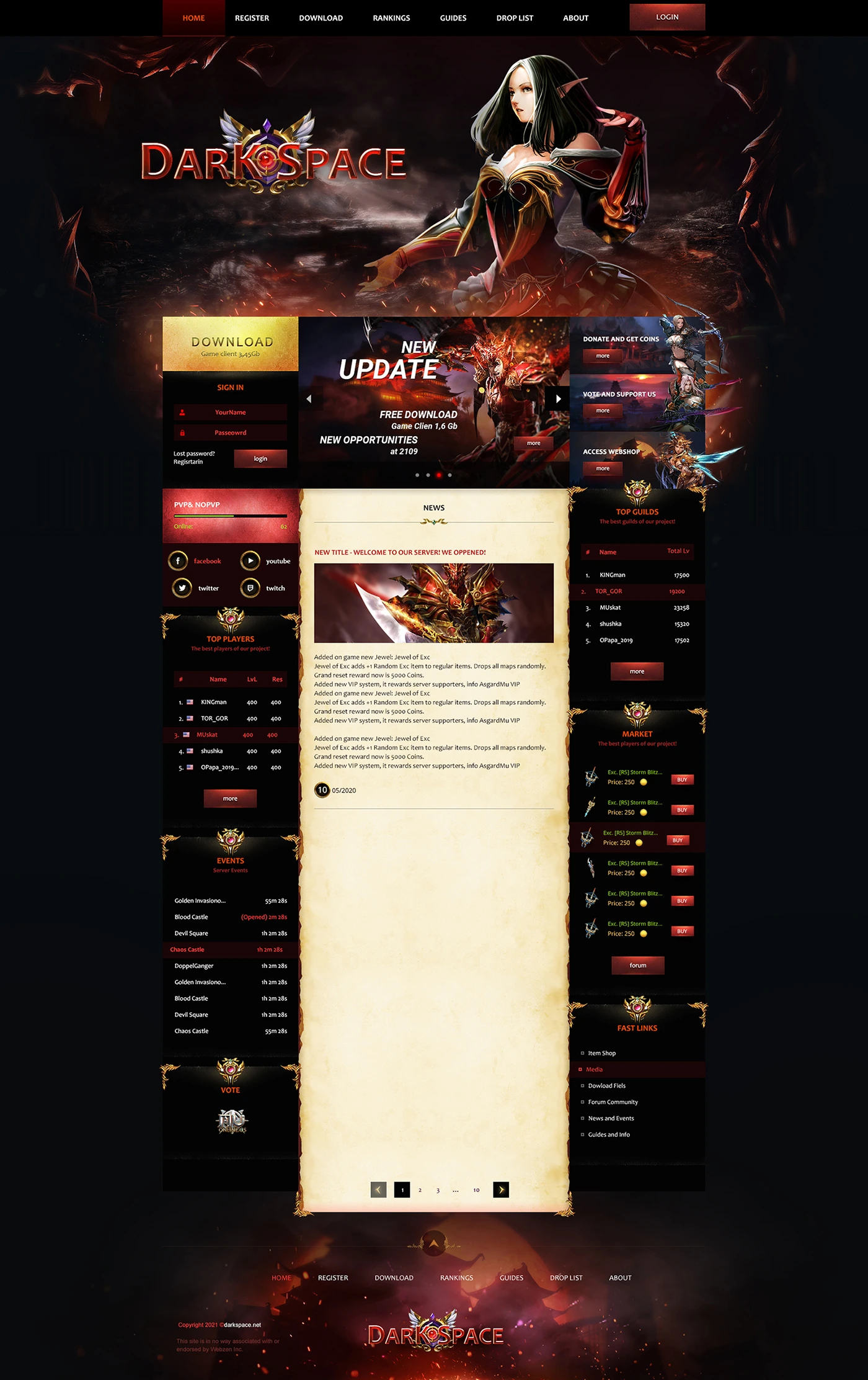 darkspace mu online template html image 2