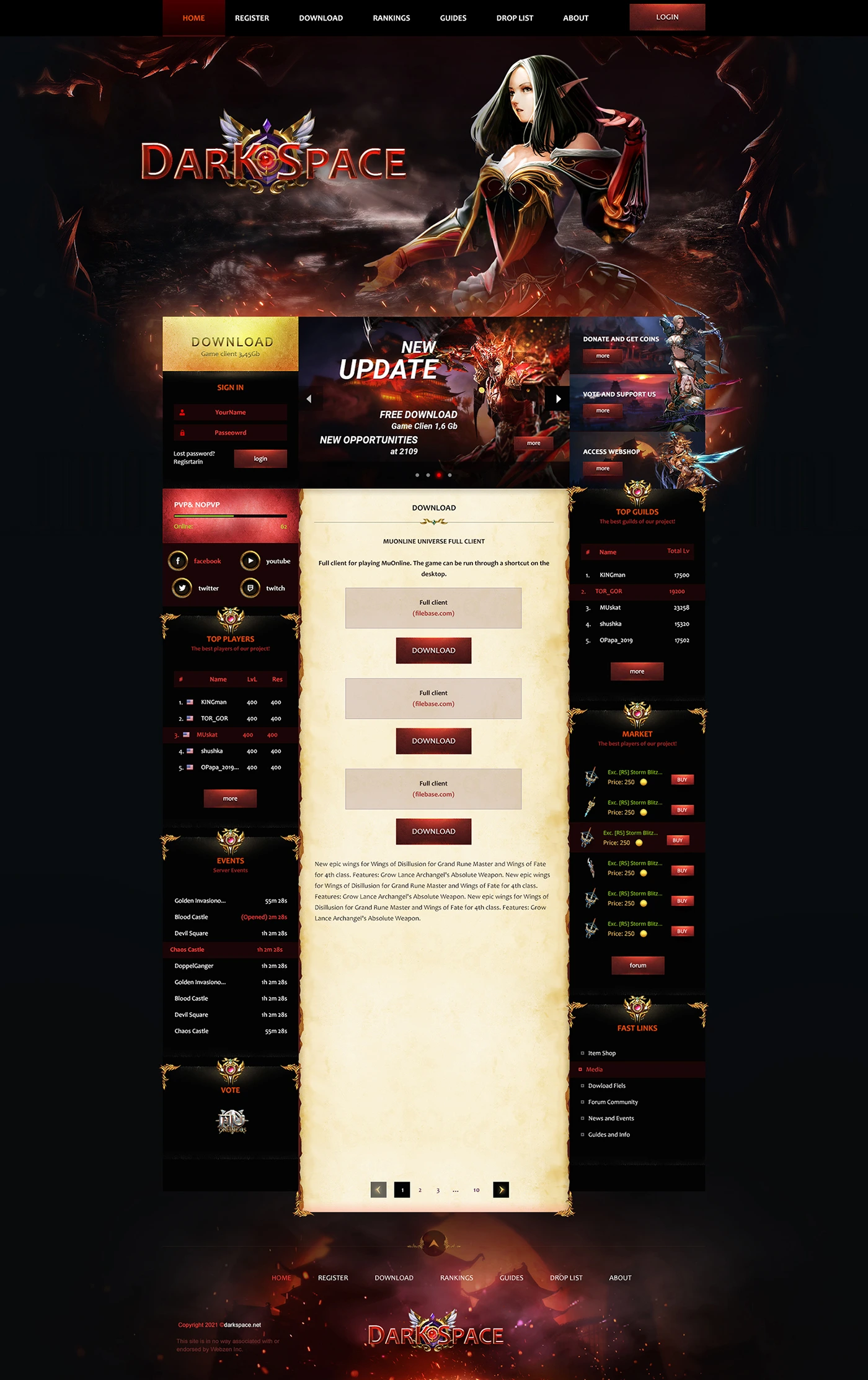 darkspace mu online template html image 3