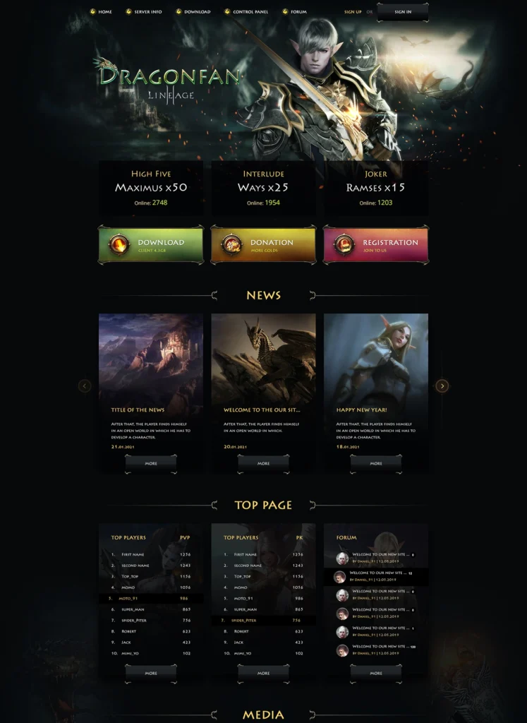 DragonFan Lineage2 Template PSD