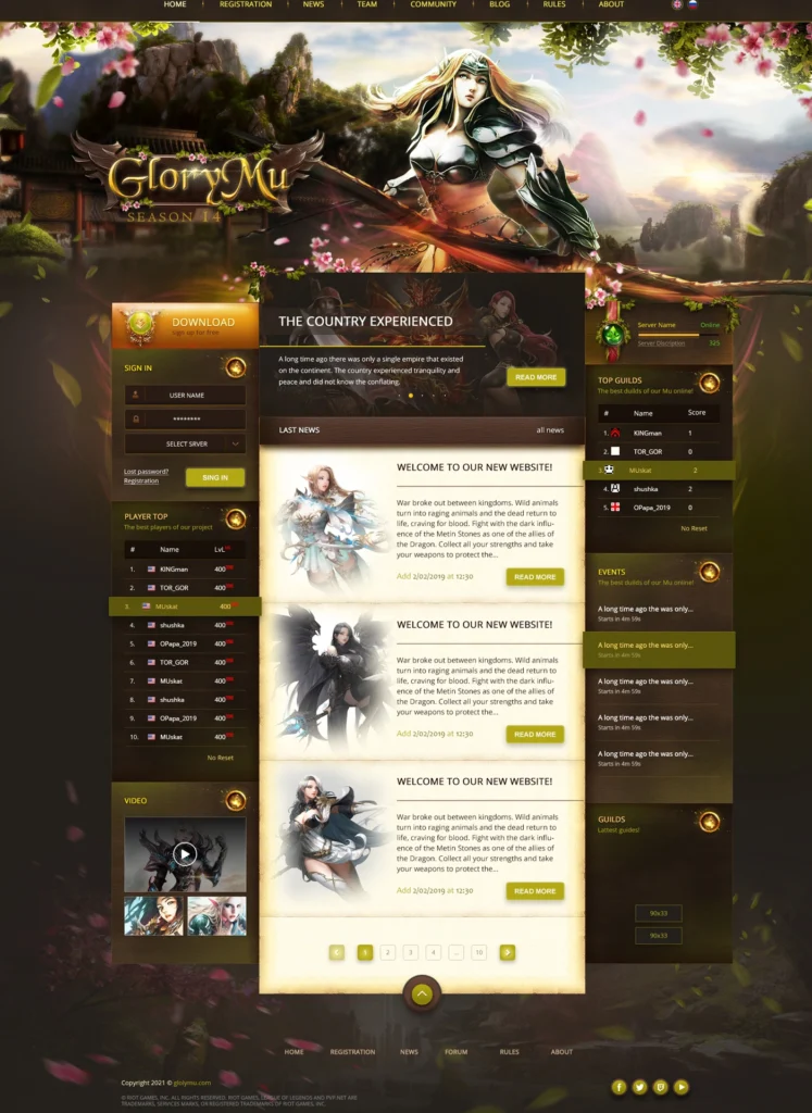 GloryMu Mu Online Template PSD