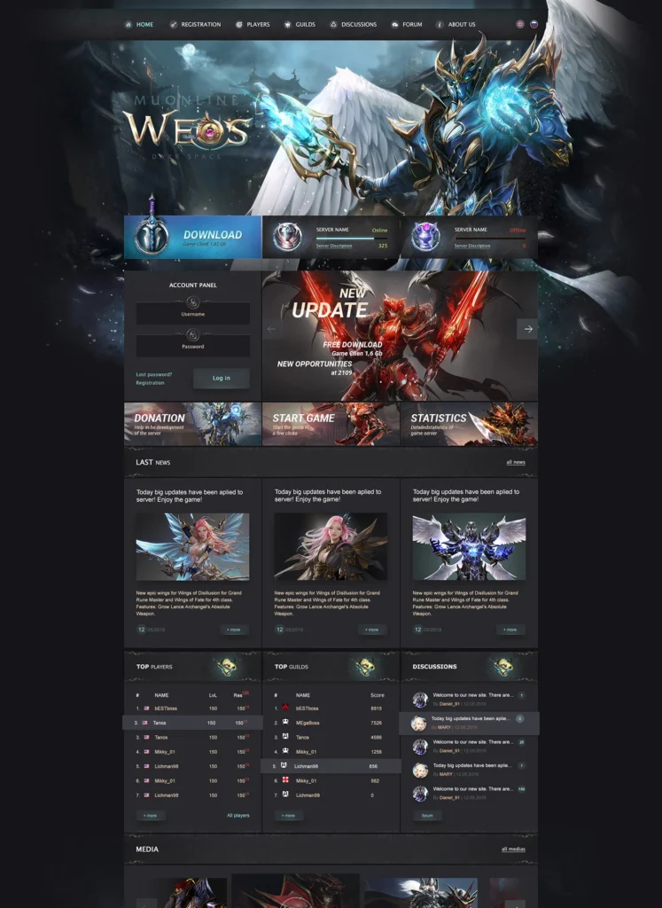Weos Mu Online Template PSD