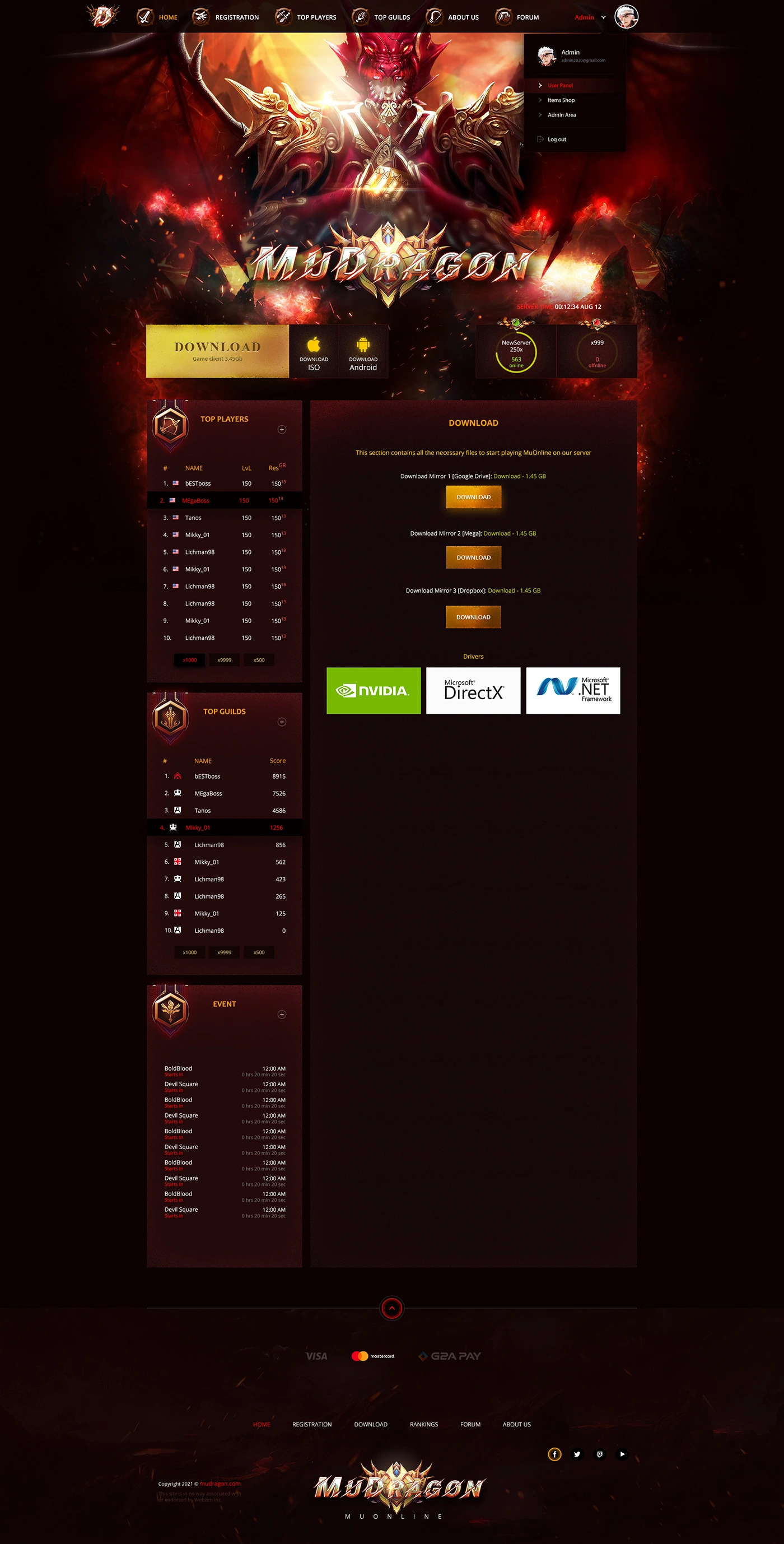 mudragon mu online template psd image 2