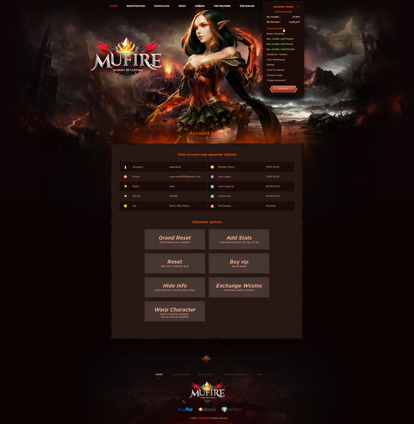 mufire mu online template html 7